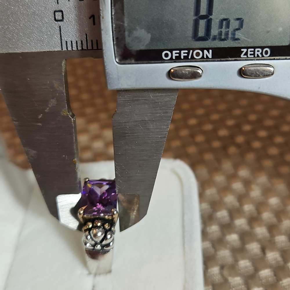 Vintage Sterling Silver Imitation Amethyst Ring Gold Over Silver Size 7 - Picture 9 of 9